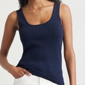 NORDSTROM NWT NAVY RIBBED SLIM SCOOPNECK TANK SIZE XXS